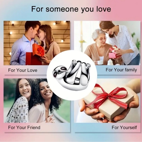 Pandora 925 Sterling Silver Sloth Animal with black eyes Charm - Picture 7 of 11